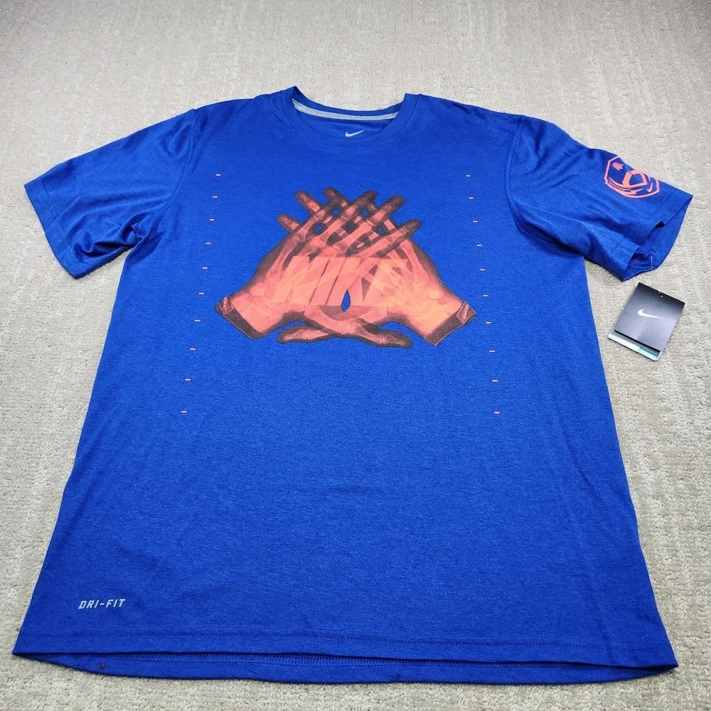 Nike Football Shirt Men Medium Dri Fit Blue Quick Dry UPF NEW Performance